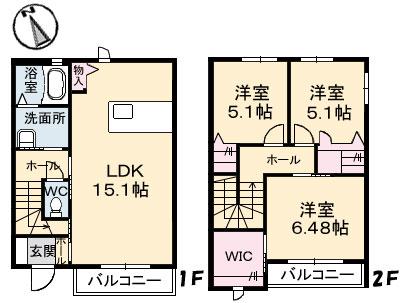 クラヴィエA(3LDK/1階)の間取り写真