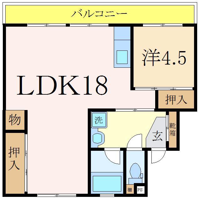 スカイクレストII(1LDK/1階)の間取り写真