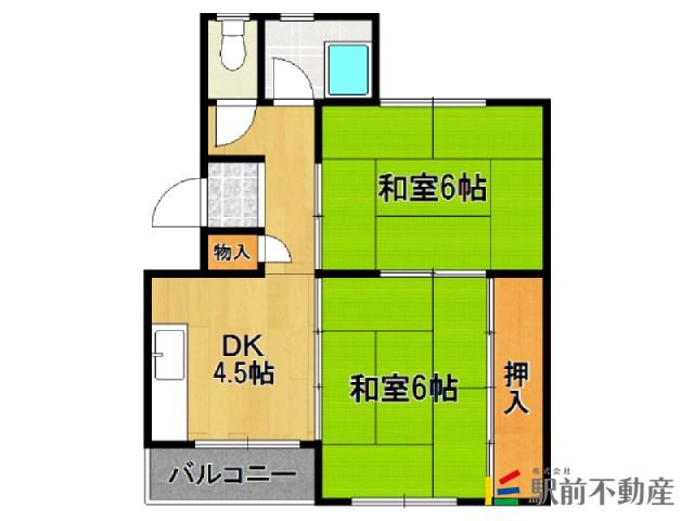 名島500棟(2DK/1階)の間取り写真