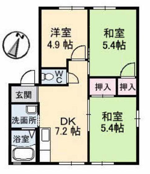 タカセコーポC棟(3DK/2階)の間取り写真