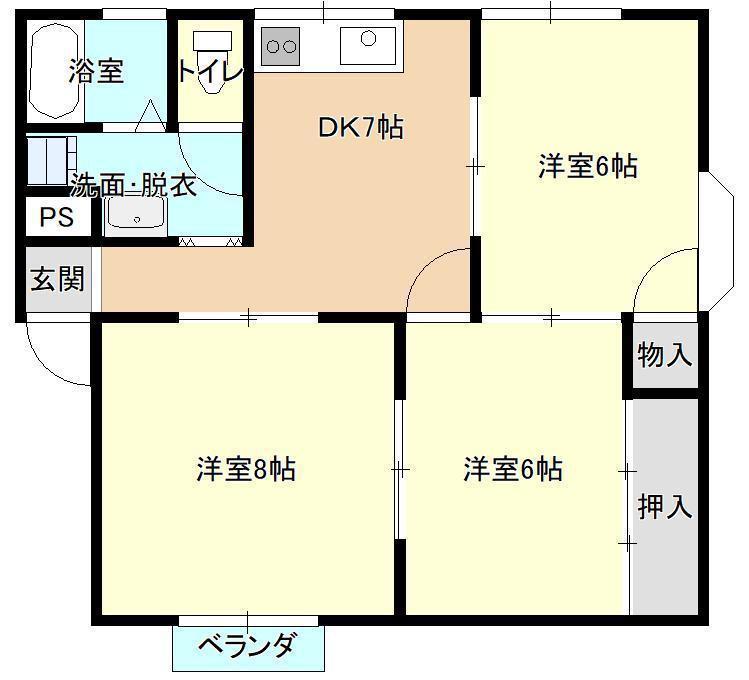 レピュートハイム(3DK/2階)の間取り写真