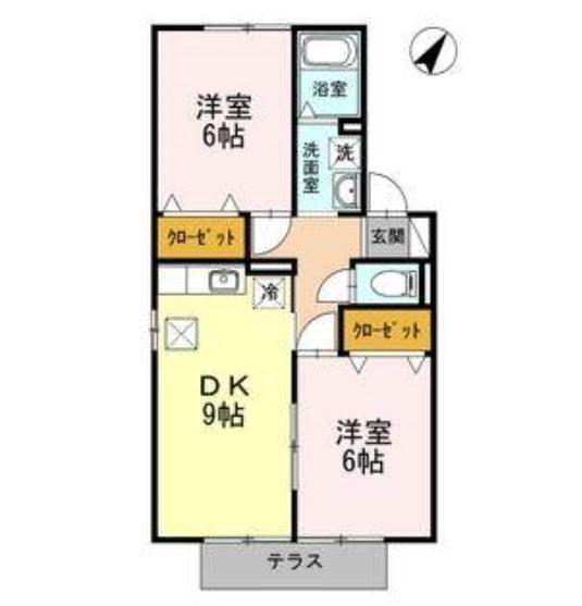 プルート(2DK/1階)の間取り写真