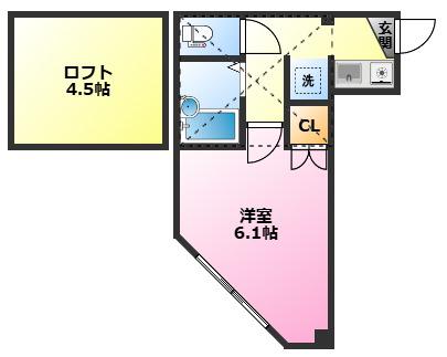 プリムールNIB(1K/3階)の間取り写真