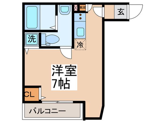 ベイルーム武蔵小杉(ワンルーム/2階)の間取り写真