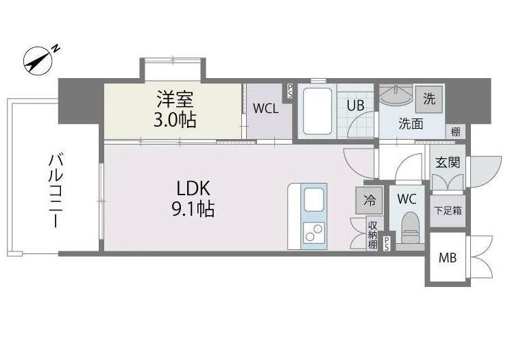 サニークレスト東比恵II(1LDK/11階)の間取り写真