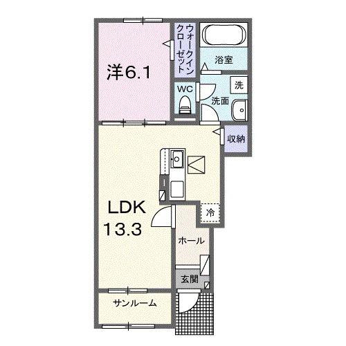 インフィニティエアポートS B(1LDK/1階)の間取り写真