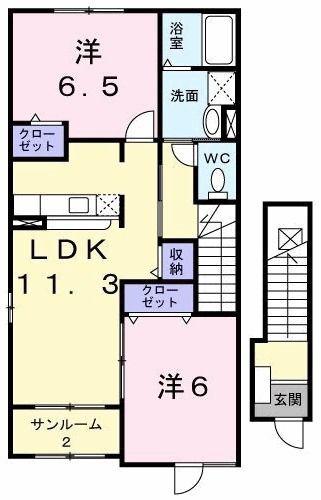 レジダンス・ホープ(2LDK/2階)の間取り写真