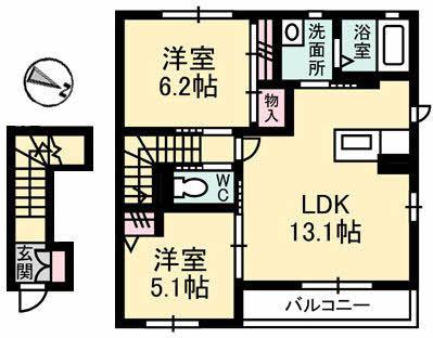 クレセオ・レミオ(2LDK/2階)の間取り写真