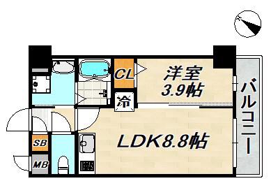 SDグランツ神戸ウエスト(1LDK/8階)の間取り写真