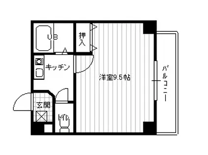 西本番町マンション(1K/2階)の間取り写真