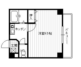 西本番町マンション(1K/3階)の間取り写真