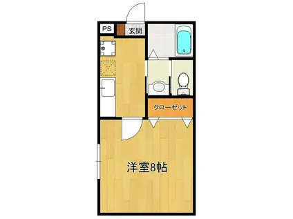 ブリッサメゾン(1K/1階)の間取り写真