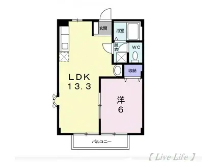 サンハイム池田(1LDK/2階)の間取り写真