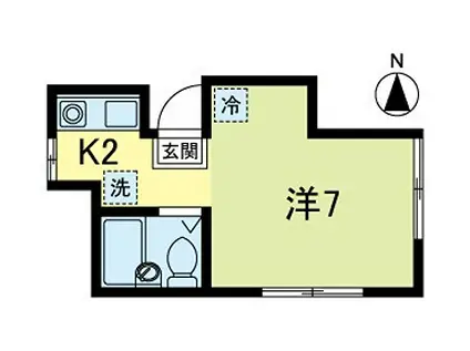 荒井荘(1K/2階)の間取り写真