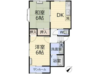メイプルハウス桜谷(2DK/2階)の間取り写真
