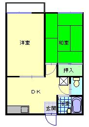 メゾンヤバラ(2K/2階)の間取り写真