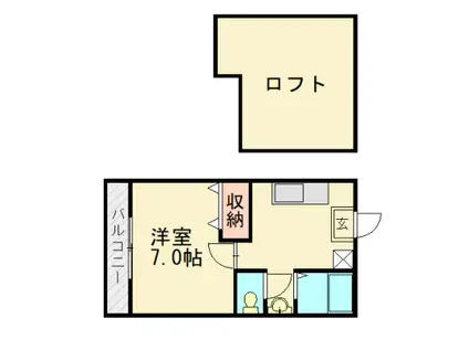 パティオ2(1K/1階)の間取り写真