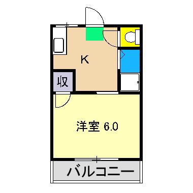 コーポライジング(1K/3階)の間取り写真
