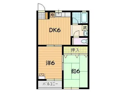 クロワール(2DK/2階)の間取り写真