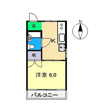 黒潮マンション(1K/2階)の間取り写真