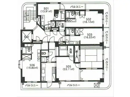 ニチエーイン川崎25(ワンルーム/5階)の間取り写真