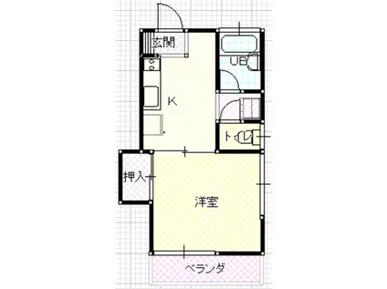 ハイツナチュラルビューティー(1K/2階)の間取り写真