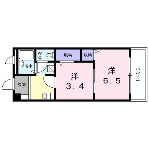 フィネス中屋敷(2K/3階)の間取り写真