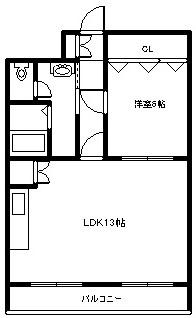 丸タカビル(1LDK/2階)の間取り写真