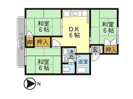 パレーシャルなろっぷ(3DK/2階)の間取り写真