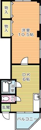 ヴィンテージ南小倉(1DK/3階)の間取り写真