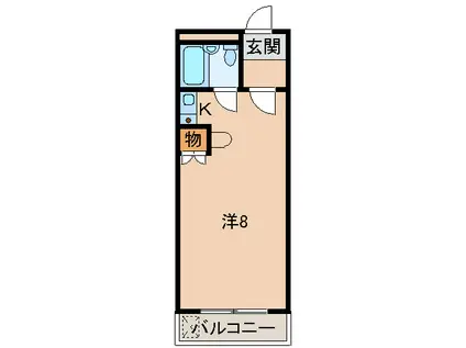 ヴィラヤナセ(ワンルーム/2階)の間取り写真