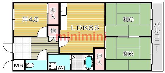 ハイツ81(3LDK/3階)の間取り写真