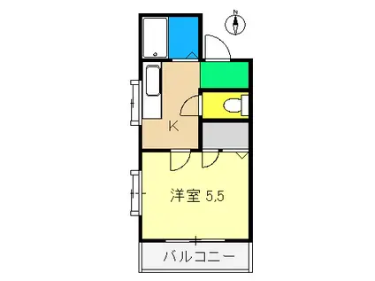 コーポあゆみII(1K/4階)の間取り写真