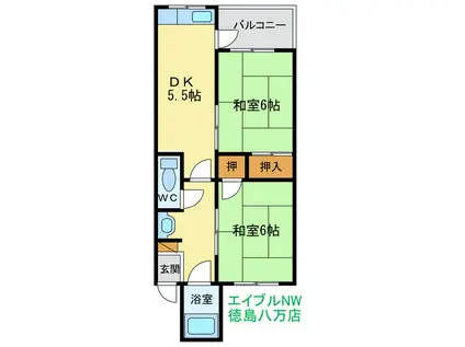 福永マンション(2DK/2階)の間取り写真