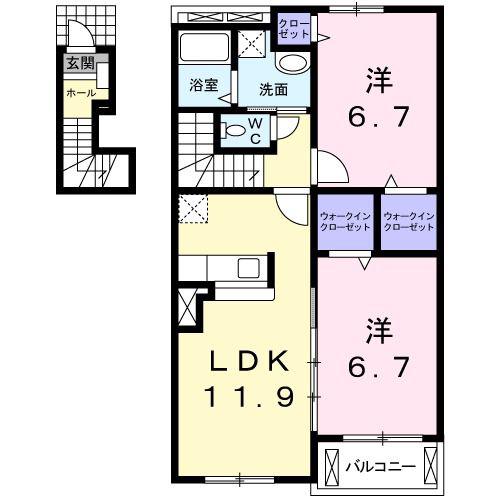 ステラK・I(2LDK/2階)の間取り写真