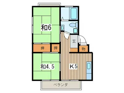 サニ-サイドOISO B(2K/2階)の間取り写真