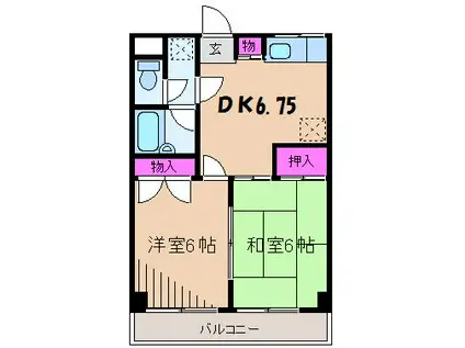 欅ビル(2DK/3階)の間取り写真