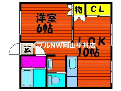 高岡ビル(1LDK/3階)の間取り写真