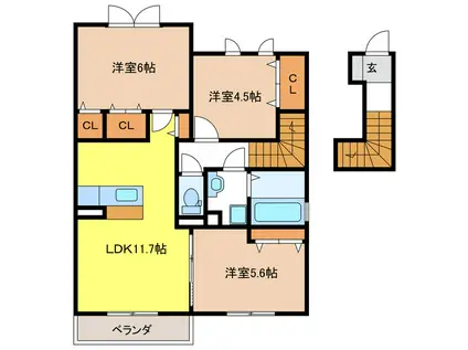 FABIOLA旦島(3LDK/1階)の間取り写真