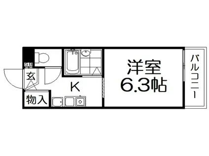 ボー・アルブル枚方長尾II(1K/1階)の間取り写真