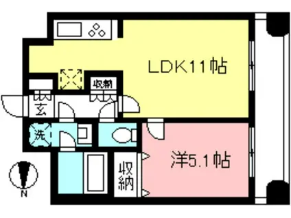 悠々スクアール相模大野(1LDK/5階)の間取り写真