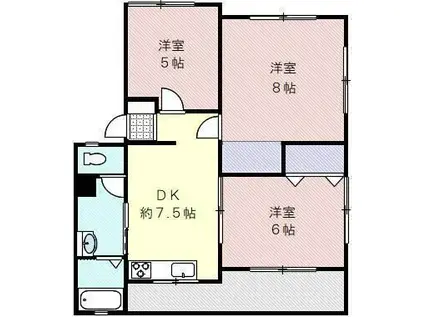 シェトワ・U(3DK/1階)の間取り写真