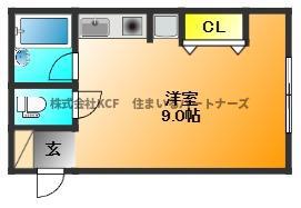 コーポレーヴ(ワンルーム/1階)の間取り写真