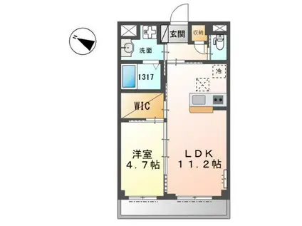 ＪＲ山陽本線 明石駅 バス乗車時間：13分 最寄りバス停で下車 徒歩7分 2階建 築1年(1LDK/1階)の間取り写真