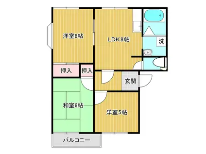 アメニティーC(3DK/2階)の間取り写真