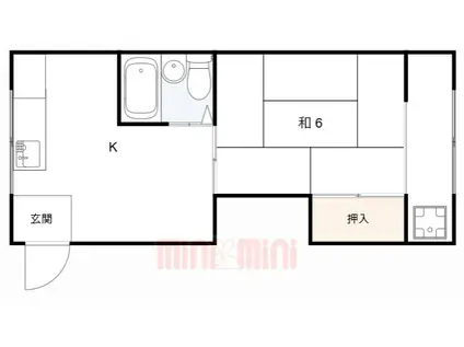 橋本アパート(1K/2階)の間取り写真