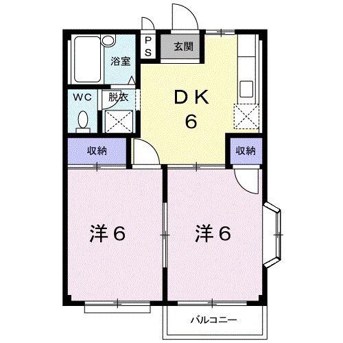 エルディム内田A(2DK/2階)の間取り写真