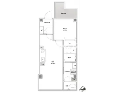 マーレ大正(1LDK/2階)の間取り写真