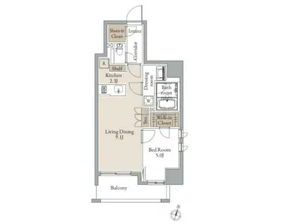 シーズンフラッツ青葉通一番町(1LDK/12階)の間取り写真
