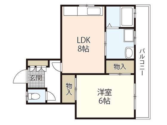 境田アパ-ト(1DK/2階)の間取り写真